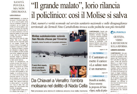 La prima pagina dell’edizione in edicola oggi