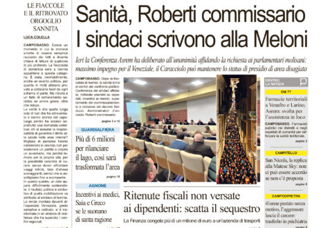 La prima pagina dell’edizione in edicola oggi