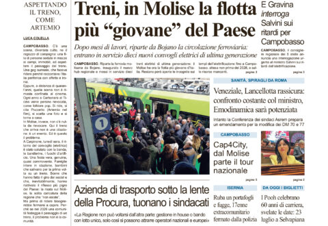 La prima pagina dell’edizione in edicola oggi