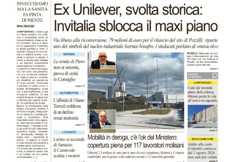 La prima pagina dell’edizione in edicola oggi