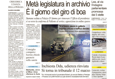 La prima pagina dell’edizione in edicola oggi