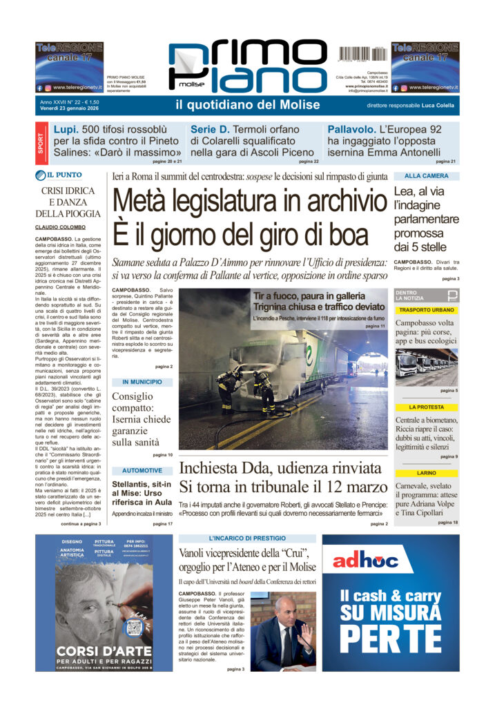La prima pagina dell’edizione in edicola oggi
