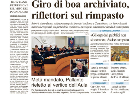 La prima pagina dell’edizione in edicola oggi