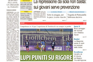La prima pagina dell’edizione in edicola oggi