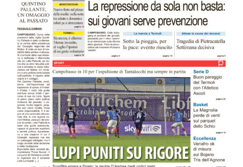 La prima pagina dell’edizione in edicola oggi
