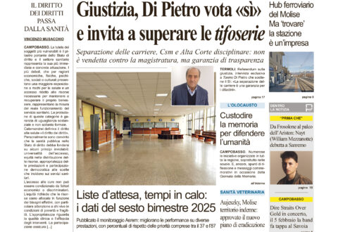 La prima pagina dell’edizione in edicola oggi