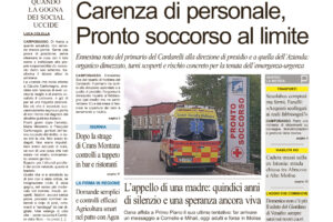 La prima pagina dell’edizione in edicola oggi