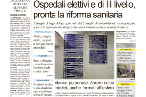 La prima pagina dell’edizione in edicola oggi