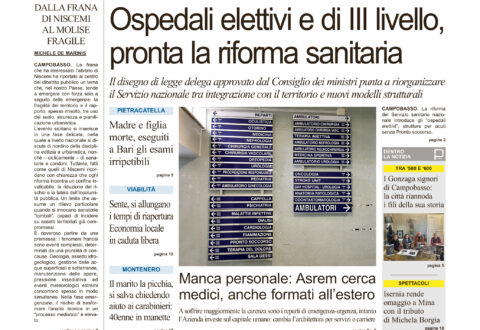 La prima pagina dell’edizione in edicola oggi