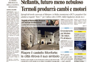 La prima pagina dell’edizione in edicola oggi