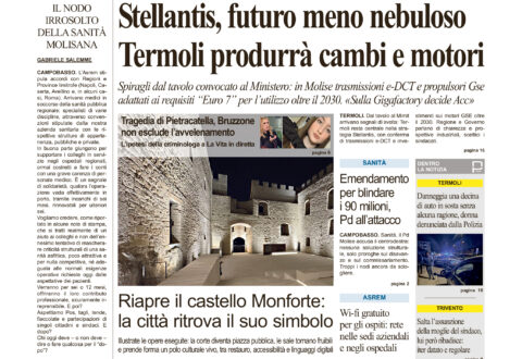 La prima pagina dell’edizione in edicola oggi