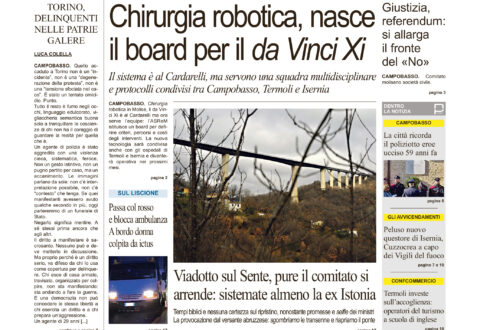 La prima pagina dell’edizione in edicola oggi