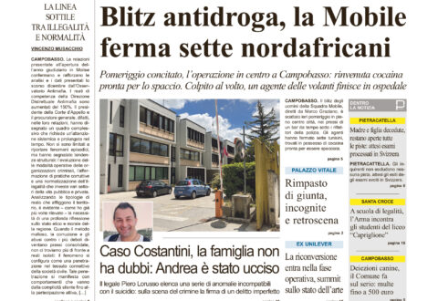 La prima pagina dell’edizione in edicola oggi