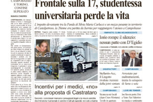 La prima pagina dell’edizione in edicola oggi