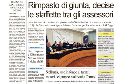 La prima pagina dell’edizione in edicola oggi