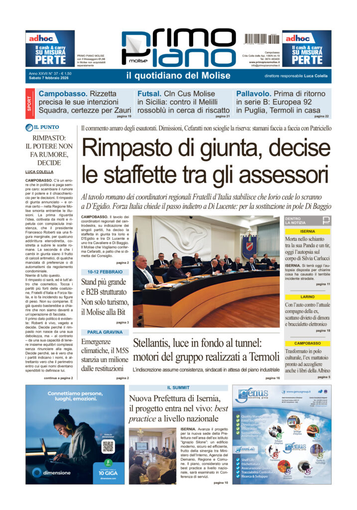 La prima pagina dell’edizione in edicola oggi