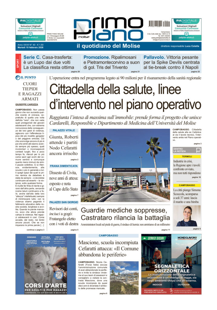 La prima pagina dell’edizione in edicola oggi