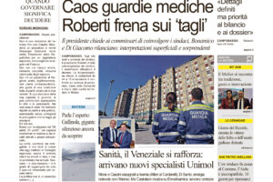 La prima pagina dell’edizione in edicola oggi