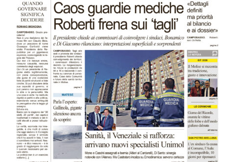 La prima pagina dell’edizione in edicola oggi
