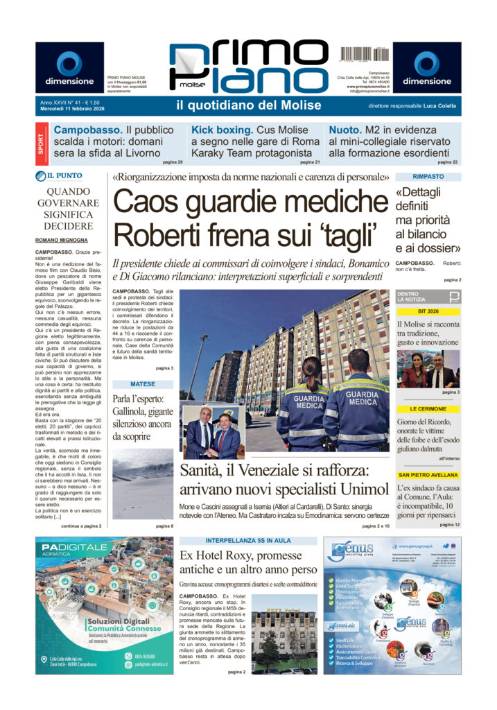 La prima pagina dell’edizione in edicola oggi
