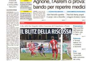 La prima pagina dell’edizione in edicola oggi