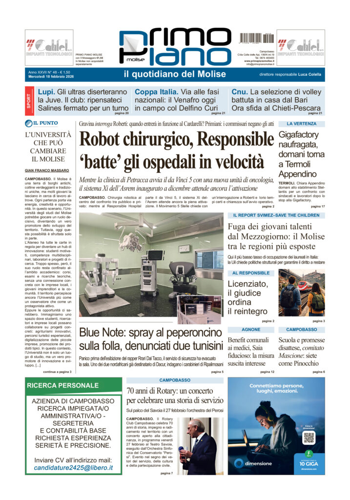 L’edizione completa di Primo Piano Molise del 17 febbraio