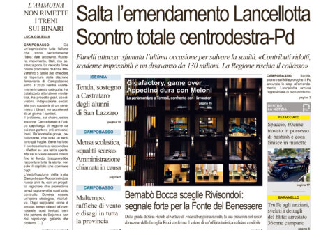 La prima pagina dell’edizione in edicola oggi