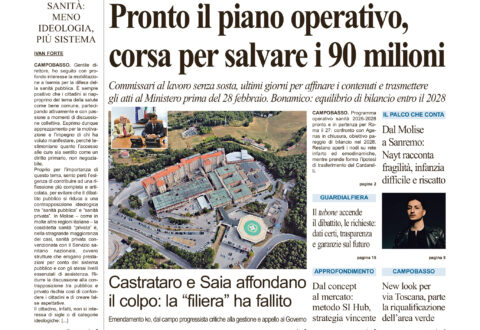 La prima pagina dell’edizione in edicola oggi