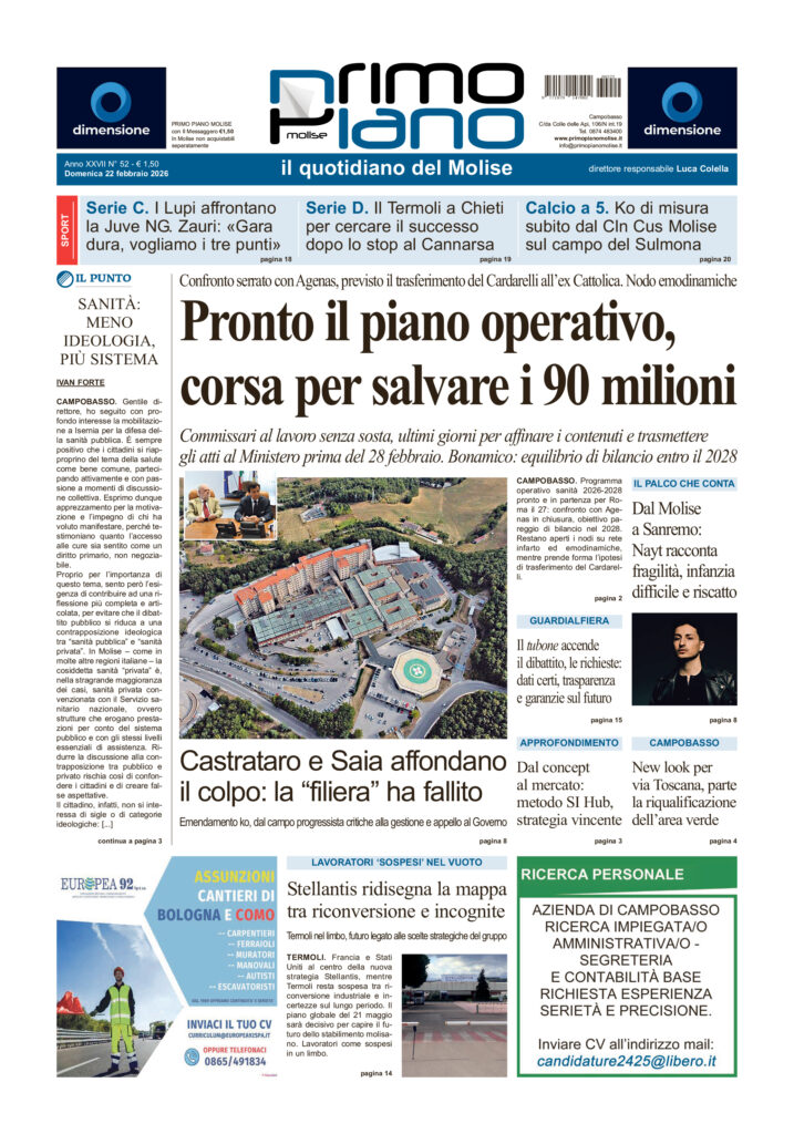 La prima pagina dell’edizione in edicola oggi