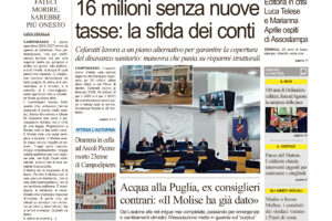 La prima pagina dell’edizione in edicola oggi
