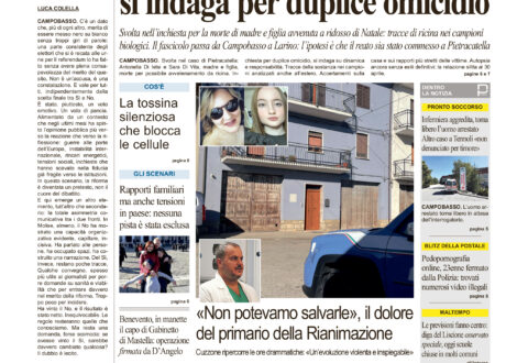 La prima pagina dell’edizione in edicola oggi