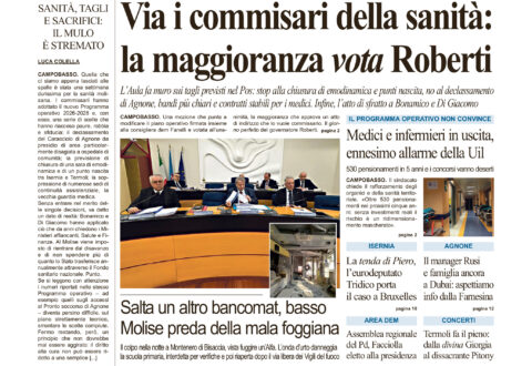 La prima pagina dell’edizione in edicola oggi