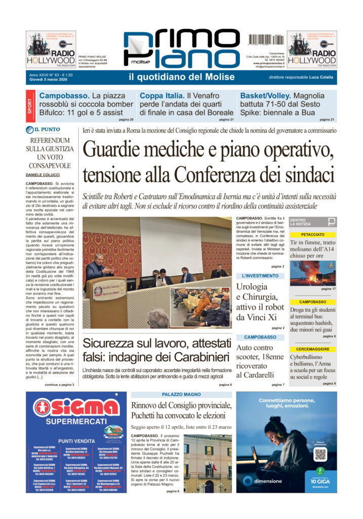 L’edizione completa di Primo Piano Molise del 5 marzo
