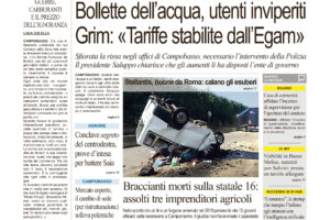 La prima pagina dell’edizione in edicola oggi
