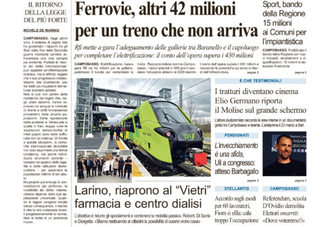 La prima pagina dell’edizione in edicola oggi