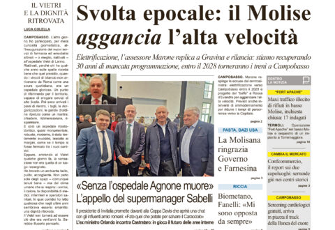La prima pagina dell’edizione in edicola oggi