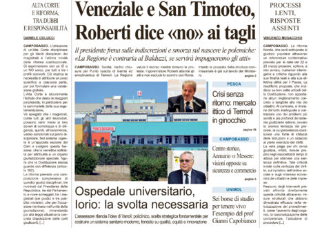 La prima pagina dell’edizione in edicola oggi
