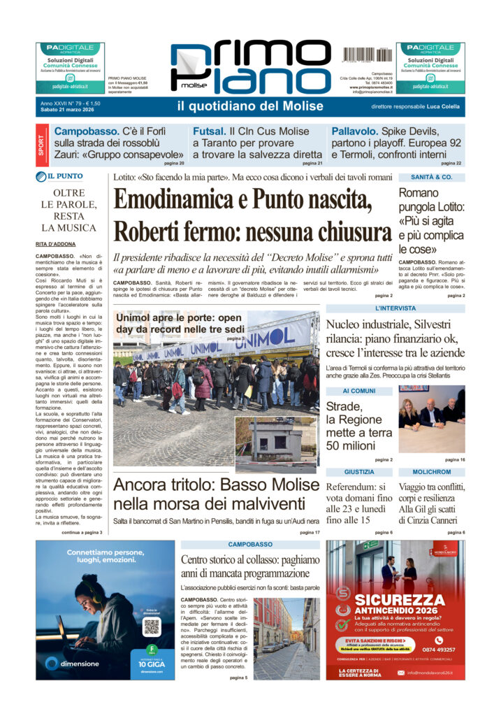 La prima pagina dell’edizione in edicola oggi