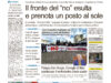 La prima pagina dell’edizione in edicola oggi