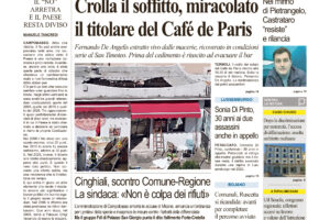 La prima pagina dell’edizione in edicola oggi