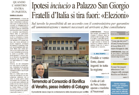 La prima pagina dell’edizione in edicola oggi
