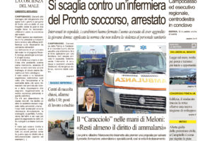 La prima pagina dell’edizione in edicola oggi