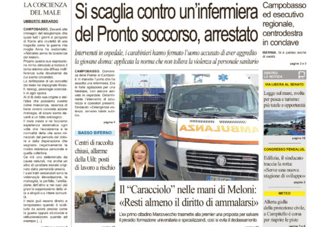 La prima pagina dell’edizione in edicola oggi