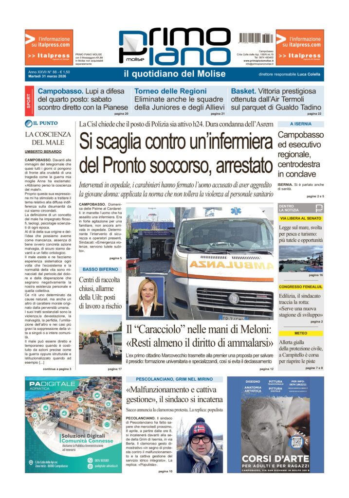 La prima pagina dell’edizione in edicola oggi