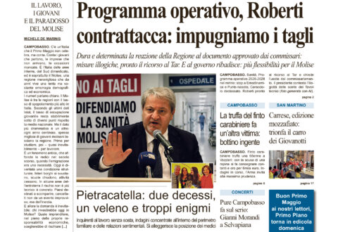 La prima pagina dell’edizione in edicola oggi