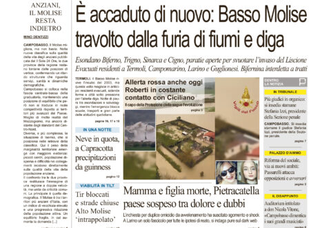 La prima pagina dell’edizione in edicola oggi
