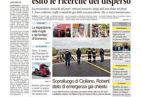 La prima pagina dell’edizione in edicola oggi