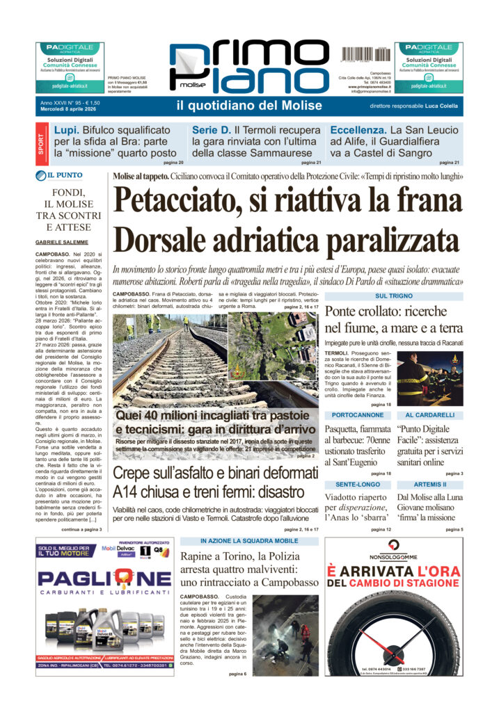 La prima pagina dell’edizione in edicola oggi
