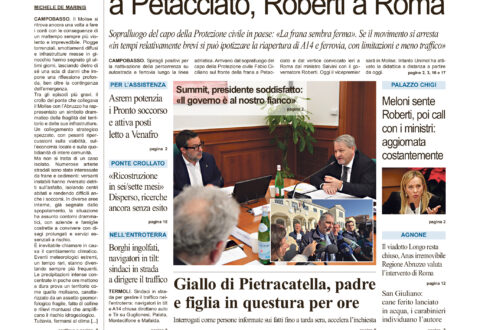 La prima pagina dell’edizione in edicola oggi