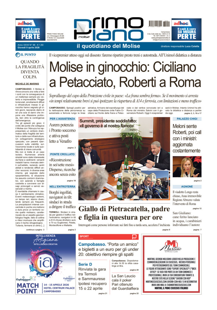 La prima pagina dell’edizione in edicola oggi